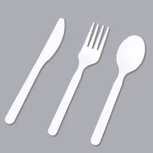 6" Disposable White Cutlery PLA Biodegradable Compostable Cutlery