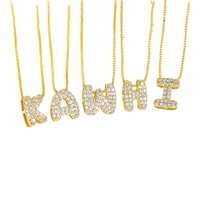 Collar con Inicial de Letra de Burbuja Mini, Collar con Letra de Globo de Diamantes Dorados, Collar con Inicial de Letra Inflada, Joyería para Mujer