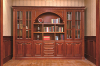 Bibliothèque de luxe en bois massif, meuble de bureau à domicile sur mesure, grande étagère modulaire pour villa, armoire de rangement avec porte vitrée, vitrine