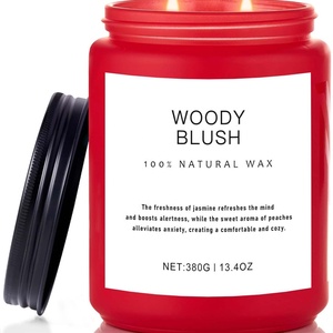 Bougie parfumée de luxe à 2 mèches en cire de soja, faite à la main, lavande et agrumes, vente en gros, marque privée, grand pot en verre avec couvercle pour la décoration intérieure - Product Image 2