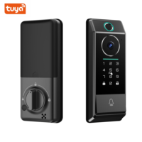 Serrure intelligente électrique Tuya APP avec caméra, interphone vidéo, empreinte digitale, mot de passe, carte IC et clavier pour porte