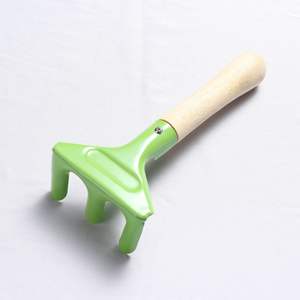 Blue Plastic Garden Shovel With Wooden <b>Handle</b> For Kids And Small Gardens Outdoor Use - Product Image 4