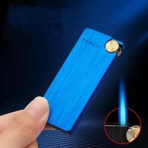 ไฟแช็คจุดซิการ์หลายสีฟ้ากันลมไฟแช็คแก๊สบิวเทนหินเหล็กไฟ - Product Image 6