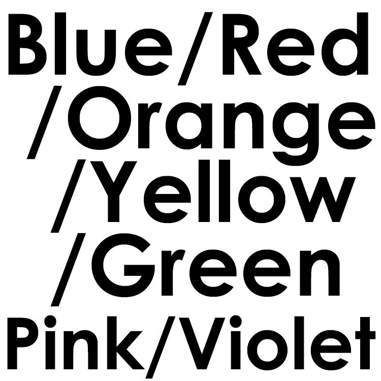 Bleu/Rouge/Orange/Jaune/Vert/Rose/Violet