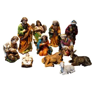 Набор из полимерных статуй Рождества малыша Иисуса и Марии