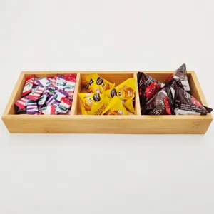 Eco Keuken Serveren Snack Opbergdoos Bamboe Organizer Dienblad 3 Compartiment Voedselcontainer