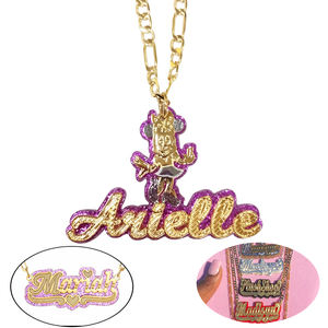 新款定制个性化亚克力双金电镀名字项链2023 - Product Image 4