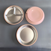 Ensemble de vaisselle pour bébé à 3 compartiments, en acier inoxydable, avec assiette divisée en silicone non toxique pour l'alimentation des bébés