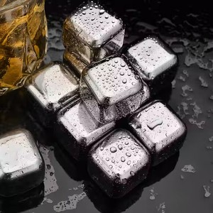 Accessori da Bar quadrati rotondi in argento 304 acciaio inossidabile cubetti di ghiaccio personalizzati 25mm Whiskey agghiacciante pietra per feste - Product Image 1