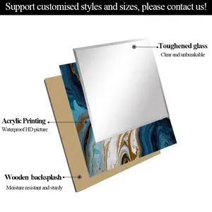 Rechteckiger abgeschrägter Wandspiegel auf dem Frisiertisch abgeschrägter Glas-Wandspiegel gehärtet gedruckt abstrakt einzigartig runde Spiegel