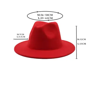 Chapeau <span class=keywords><strong>Fedora</strong></span> pour femmes, nouveau design, vente en gros, chapeau <span class=keywords><strong>Fedora</strong></span> en laine à large bord, chapeau <span class=keywords><strong>Fedora</strong></span> bicolore pour hommes et femmes - Product Image 2