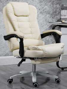 Hot Sell Brown PU Höhen verstellbarer <span class=keywords><strong>Boss</strong></span> Stuhl Soft Massage Büros tühle mit Fuß stütze - Product Image 5
