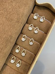 Boucles d'oreilles clous Xinfly en or 18 carats et diamants naturels, design pois étincelant pour femme, idéales pour le quotidien et les occasions formelles, cadeau 2025 - Product Image 2