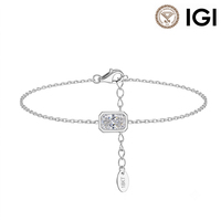 Bracelet RINNTIN LBB03 en or massif 18 carats avec diamants de laboratoire, chaîne rolo fine et élégante, certifié IGI, bijoux fins.