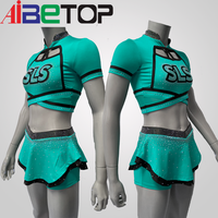 Uniforme de cheerleading personnalisé pour filles avec strass, haut court à manches courtes et dos croisé, jupe-short en polyester et élasthanne, service OEM, logo d'équipe
