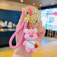 En gros, Pendentif mignon en forme de petit ours tressé, Pendentif de sac à dos, Pendentif de sac pour couple, Chaîne décorative, Cadeau, Porte-clés de voiture Panda