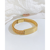 Bracelet pour homme en acier inoxydable, chaîne tressée motif blé, avec plaque d'identification vierge en métal noir, argenté ou doré, pour gravure laser, fournitures de bijoux