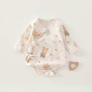 Ropa de Bebé de Verano con Cierre, Manga Larga y Pies, de Bambú Orgánico Personalizado, Pijama Enterizo para Bebé - Product Image 1