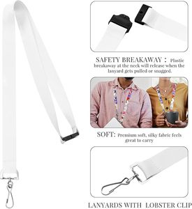 สายคล้องคอเปล่าสำหรับงานซับลิเมชั่น สีขาว พร้อมที่ใส่บัตร DIY สำหรับงานสั่งทำแบบกำหนดเองจำนวนมาก สำหรับใส่บัตรประจำตัว - Product Image 4