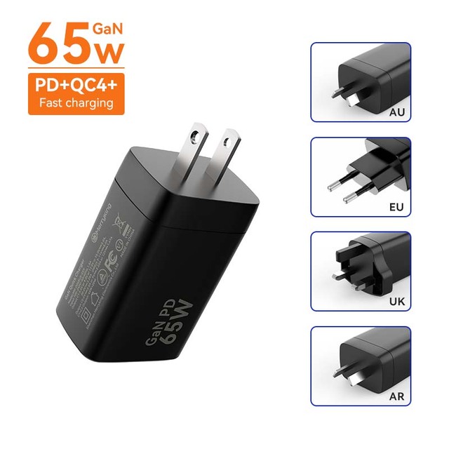 UL ETL Certified 2 USB-C 1 USB-A 65W Pd Mini Fast Charger Usb C Power Adapter Mobile Phone Charger for Iphone Android Macbook