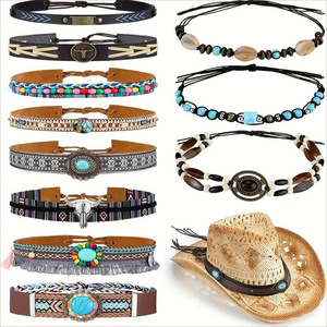 JOYEAHOME Cowboy <b>Hat</b> Decorative <b>Band</b> One Size Color Blocking Hand-drawn Belt Accessories - Product Image 1