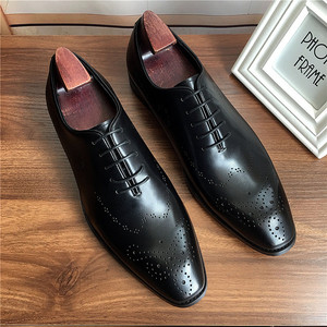 Nouvelles Chaussures Habillées Oxford Montantes en Cuir Gravé Façonnées à la Main pour Hommes, Idéales pour Costumes et Mariages (Chaussures de Marié) - Product Image 5