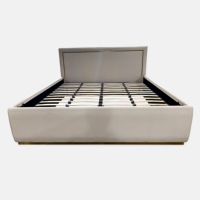 Modernes Deluxe Twin XL Doppelbett Villa Stoffbett Hotel Minimalistisches Verstellbares Edelstahl Cremefarbenes Modulares Bett