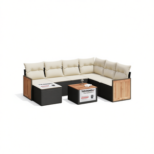 ชุดโซฟาสวนยันเทง เฟอร์นิเจอร์หวายกลางแจ้ง พร้อมเบาะรองนั่ง กันน้ำ ดีไซน์ร่วมสมัย สำหรับระเบียงหรือเฉลียง - Product Image 1