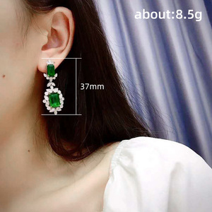 Eleganti Orecchini Pendenti Quadrati Verdi per Donne, Stile da Festa, Accessori per Orecchie da Indossare Quotidianamente - Product Image 5