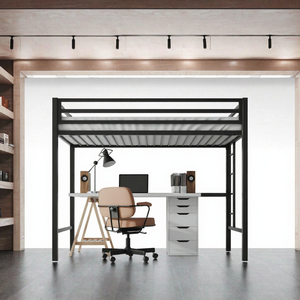 Lit superposé moderne en métal à double niveau avec bureau et rangement pour chambre d'étudiant, dortoir scolaire - Product Image 2