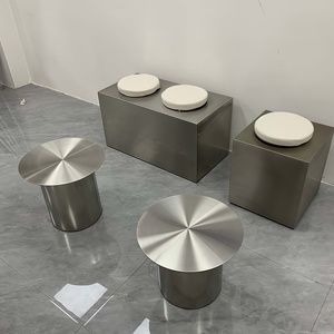 Tavolino da Caffè in Acciaio Inossidabile, Sottopiatto in Pelle e <span class=keywords><strong>Sedie</strong></span> per Hotel con Comodi Cuscini di Seduta in Pelle all'Ingrosso dalla Fabbrica - Product Image 1