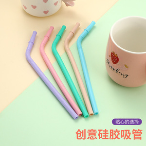 Nueva pajita de silicona, ecológica, de colores, para beber café, leche, té, con forma de codo, al por mayor - Product Image 2