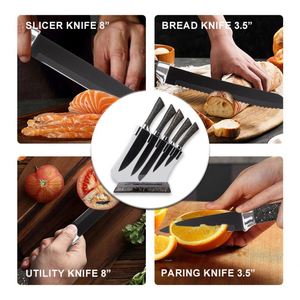 Nuevo juego de cuchillos de cocina para el hogar con mango hueco en forma de herradura, de acero inoxidable, para cortar carne, cuchillos para frutas con base acrílica - Product Image 5