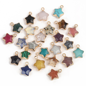 Großhandel 13x16mm Natürlicher Edelstein Kristall Sternförmiger Anhänger mit Goldrand für Halskette Armband DIY Herstellung - Product Image 6