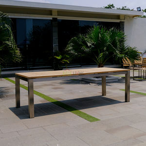 Table à manger Prague en teck de haute qualité et en fer robuste, très adaptée aux maisons, villas, hôtels et complexes hôteliers - Product Image 2