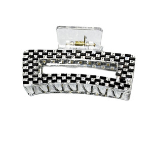 Pince à cheveux en strass, clip rectangulaire creux en cristal, barrettes de luxe élégantes - Product Image 5