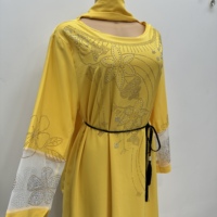 Kaftan africain brodé de sequins, Abaya musulmane, robe de soirée modeste pour femme, pour mariage et Aïd, avec foulard et ceinture