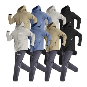 Ensemble de survêtement sportif pour <span class=keywords><strong>homme</strong></span>, coupe-vent, 2 pièces, réfléchissant, zippé, en nylon, streetwear, léger, résistant à l'eau, avec <span class=keywords><strong>capuche</strong></span> - Product Image 6