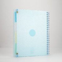 Carnet de notes vintage à rayures géométriques, 60c, couverture transparente en PP, pour étudiants, A4, agenda en spirale