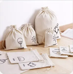 Promotion Plain Natural Cotton Customize Eco Friendly Canvas Draw String Canvas Bag With Logo