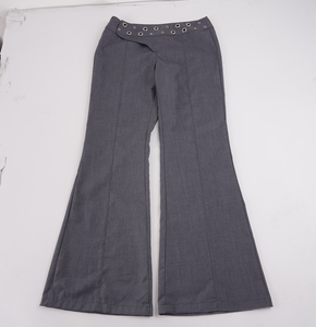 Pantalon long évasé taille basse pour femme, tissé, avec œillets décoratifs, élégant et flatteur, style décontracté et urbain - Product Image 6