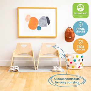 Silla Apilable de Madera de 8 Pulgadas para Niños Pequeños, Muebles Infantiles Naturales - Product Image 3