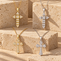 Collier ras du cou rétro punk pour femme avec pendentif croix en zircon, plaqué or 18 carats, maillons personnalisés, accessoire de mode tendance pour mariage, couleur or