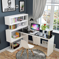 Bureau d'ordinateur et bibliothèque intégrés en bois AILICHEN, mobilier d'étude pour enfants avec fonction pliable