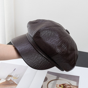 Personalisierte Newsboy-Kappe aus Kunstleder, 8-Panel Bakerboy, Cabbie, Beret, Fiddler, Captain, Sailor Mütze für Damen - Product Image 2