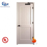 Porte d'entrée principale en bois massif pré-encadrée, homologuée UL, résistante au feu 20 minutes, 2 panneaux, style Shaker, blanche apprêtée, hauteur 6'8 pouces