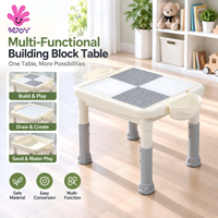 Table d'activités créative pour enfants, réglable, multi-usages, pour dessin, jeu de sable et d'eau, et construction de blocs