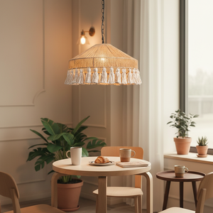 <span class=keywords><strong>Lampadario</strong></span> in Stile Wabi-sabi Vintage con Nappe in Corda di Canapa <span class=keywords><strong>Beige</strong></span> per Soggiorno, Camera da Letto e Sala da Pranzo - Product Image 6