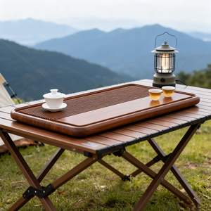 Bandeja de té tallada en madera maciza con drenaje, hecha de palisandro, una sola pieza de madera maciza, para uso doméstico, que exuda un ligero toque de lujo. - Product Image 1