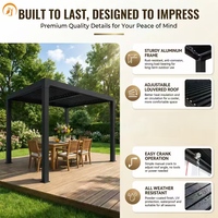 Pergola bioclimatique à toit réglable en aluminium thermolaqué avec manivelle manuelle, pergola de jardin moderne, supports de pergola pour extérieur